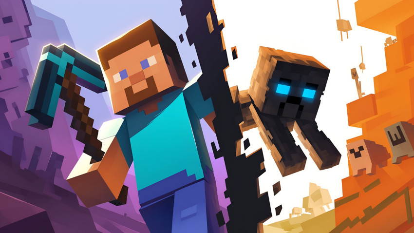 Minecraft Steve Action Wallpaper 4k